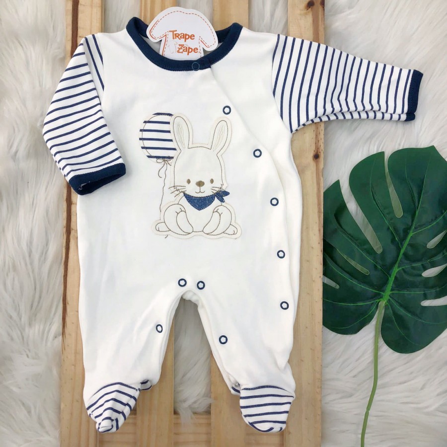  Macacão Trape Zape - Coelhinho com Balão Listrado marinho